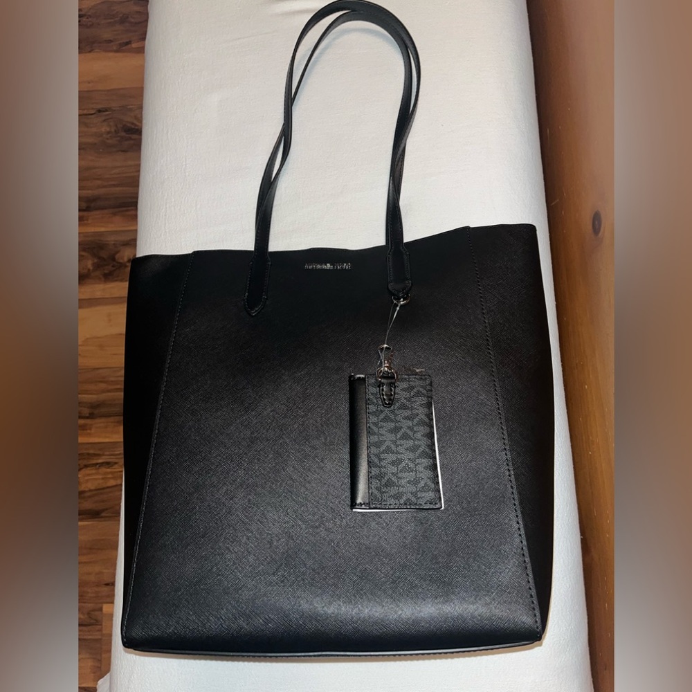 NWT, Large Michael Kors Black Bag with small          Change Purse attached